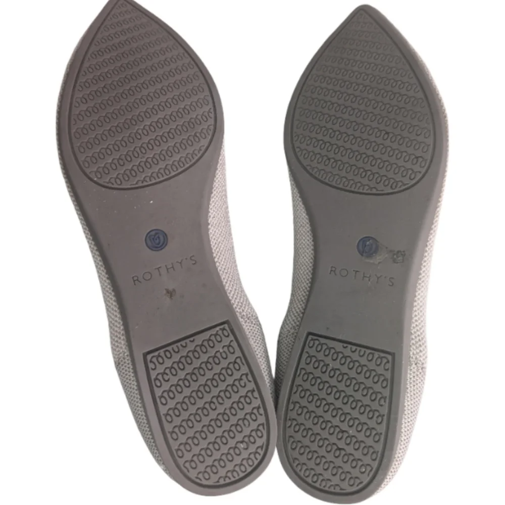 ROTHY'S Flax Birdseye Pointed Toe Flats Size 8W RARE Retired Style Gray Cream